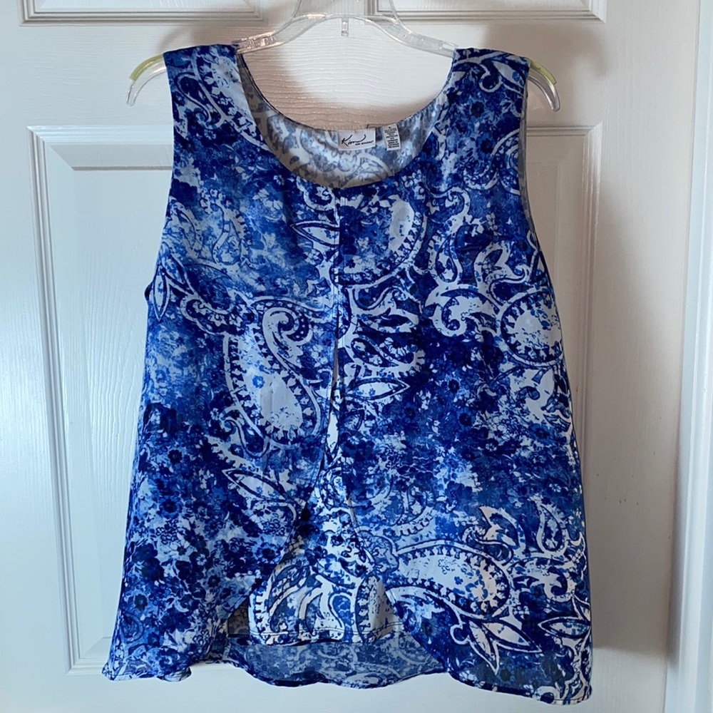 Kim Rogers Double Layer Sleeveless Flowy Top Blouse Size Large
